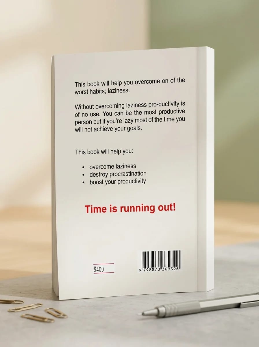 Book cover with motivational text on a neutral background