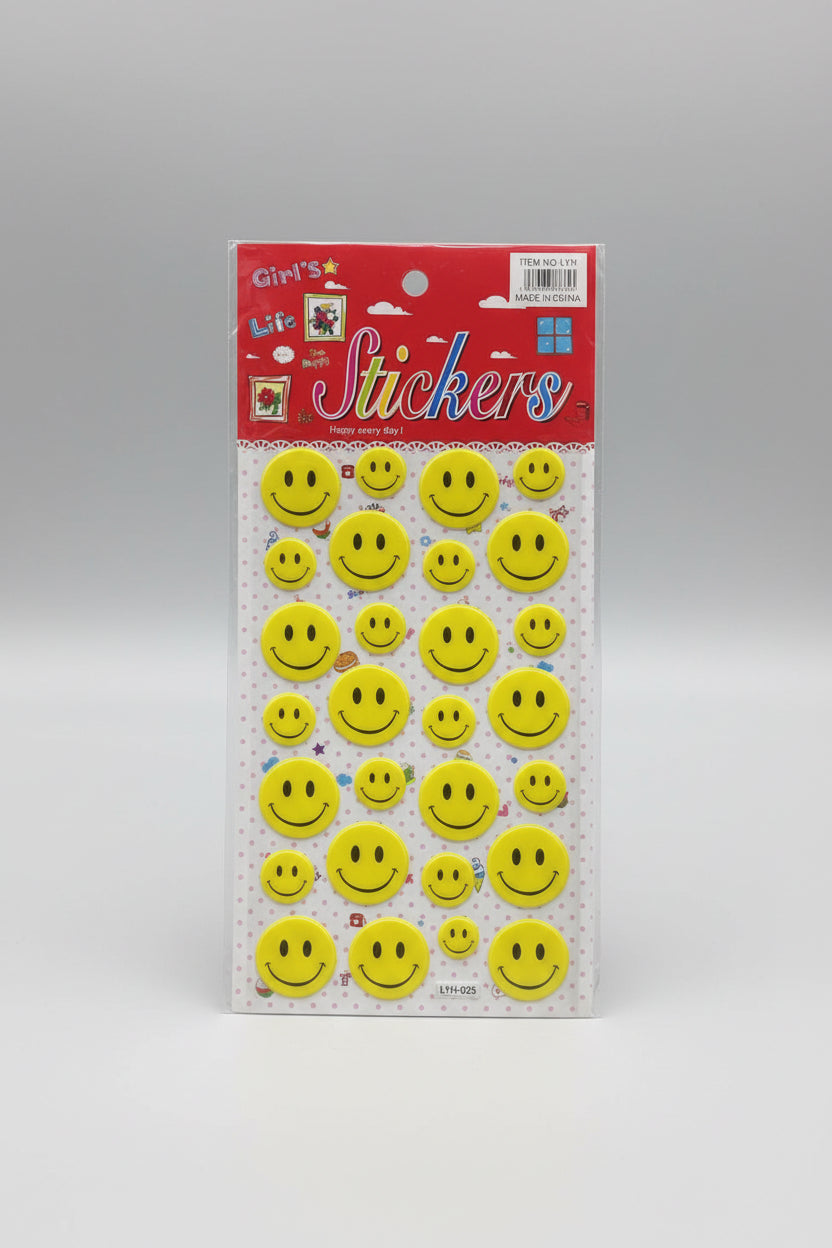 GIRLS LIFE PUFFY SMILEY FACE STICKERS