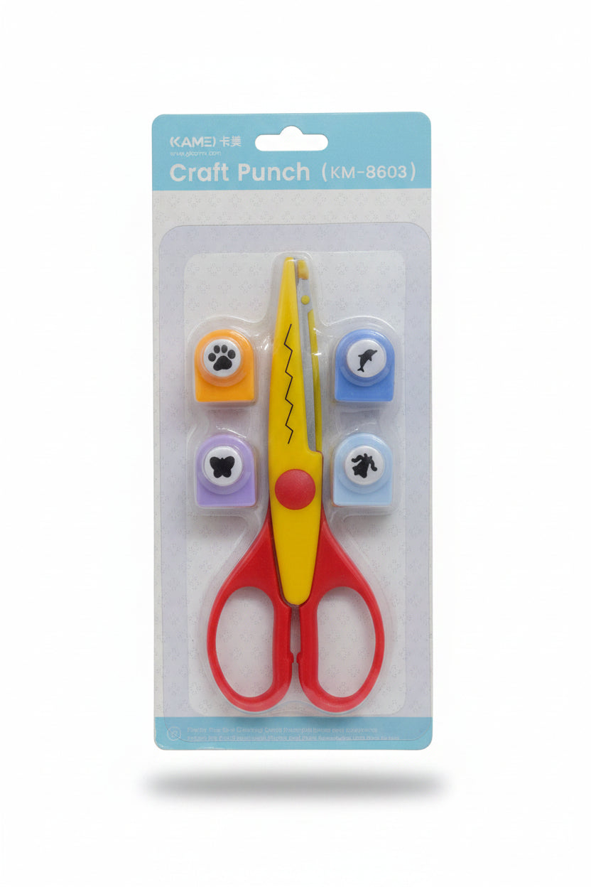 KAMEI 5-Piece All-in-One Craft Punch & Decorative Edging Scissor Set