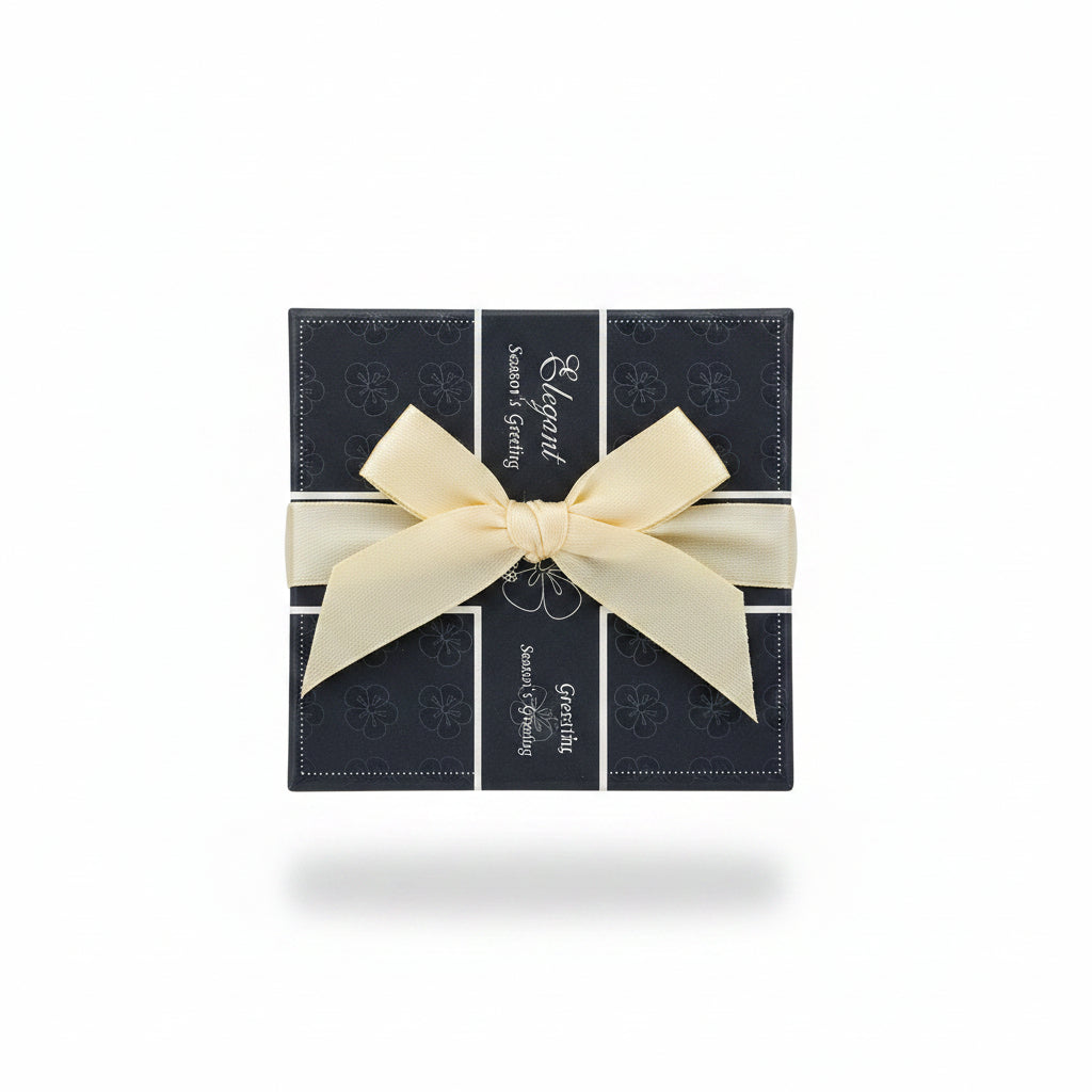 🎁 Elegant "Season's Greeting" Floral Gift Presentation Box with Ribbon
