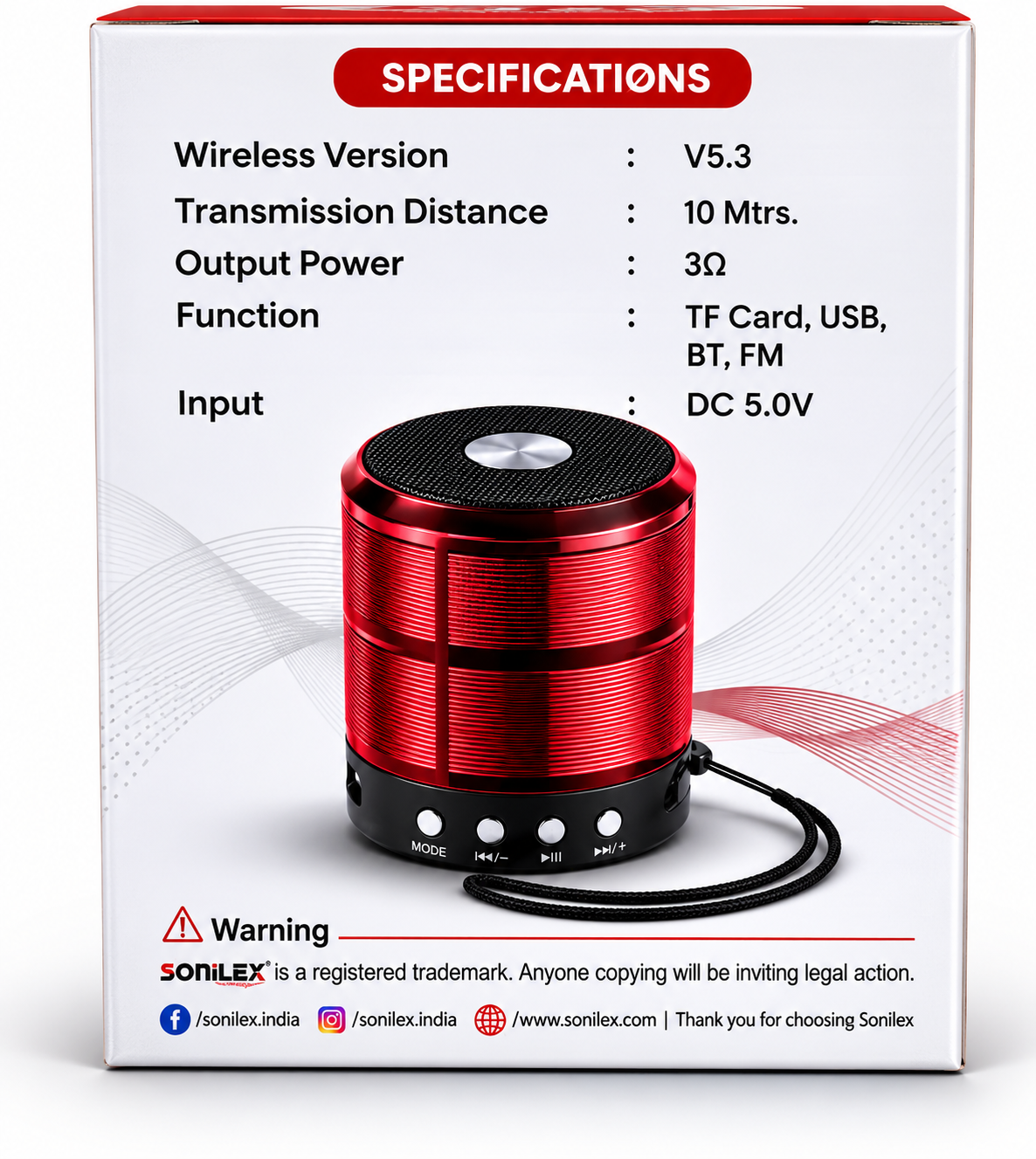 Sonilex "Crush" Portable Speaker (SL-BS204)