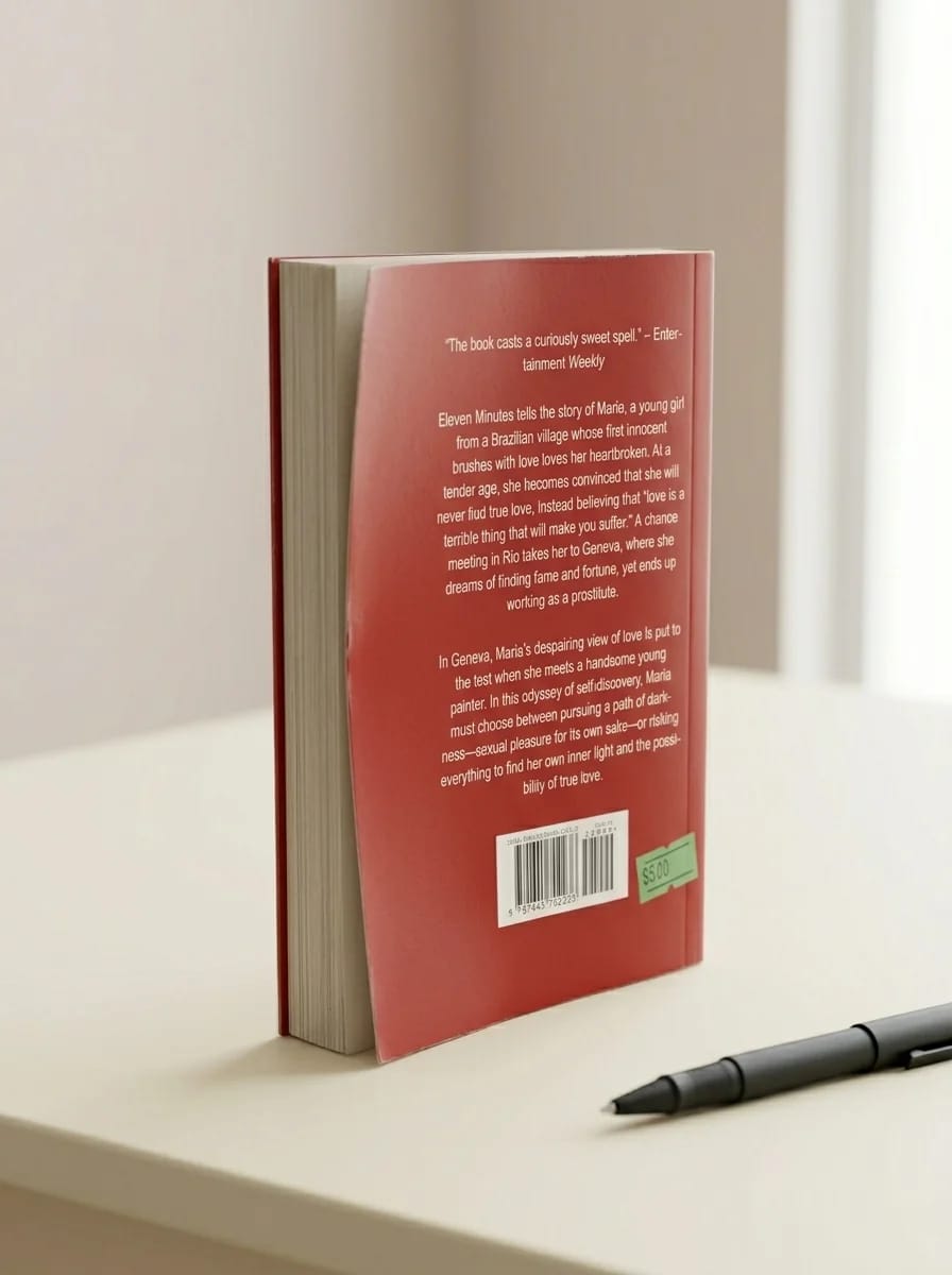 Red book with a pen on a white surface