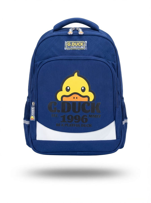 Blue backpack with G.Duck logo on a white background
