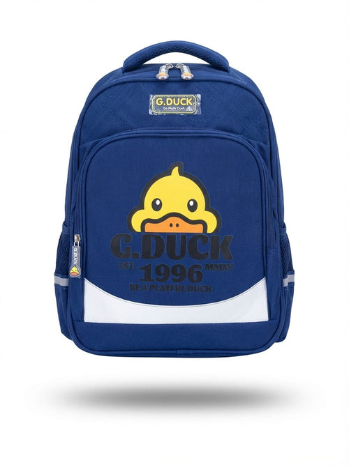 G.DUCK Blue School Backpack for Kids – Cute Duck Design with Safety Reflective Strips | Est. 1996 Edition