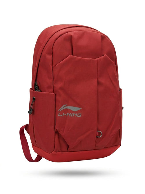 Li-Ning Red Casual Backpack | Lightweight Sports & School Bag with Side Pockets