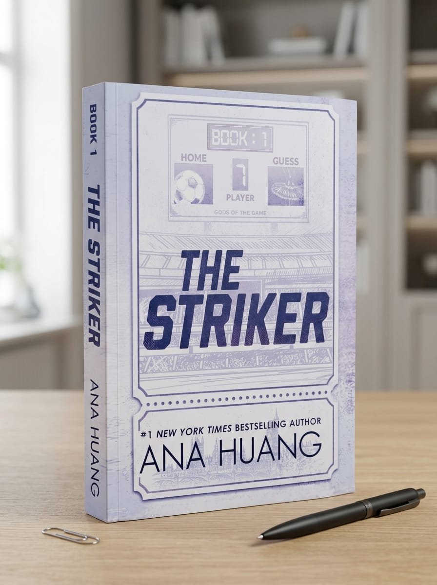 Book titled 'The Striker' by Ana Huang on a table with a pen.