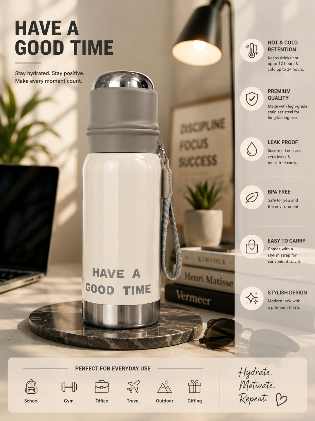 WATER BOTTLE FANCY STAINLESS