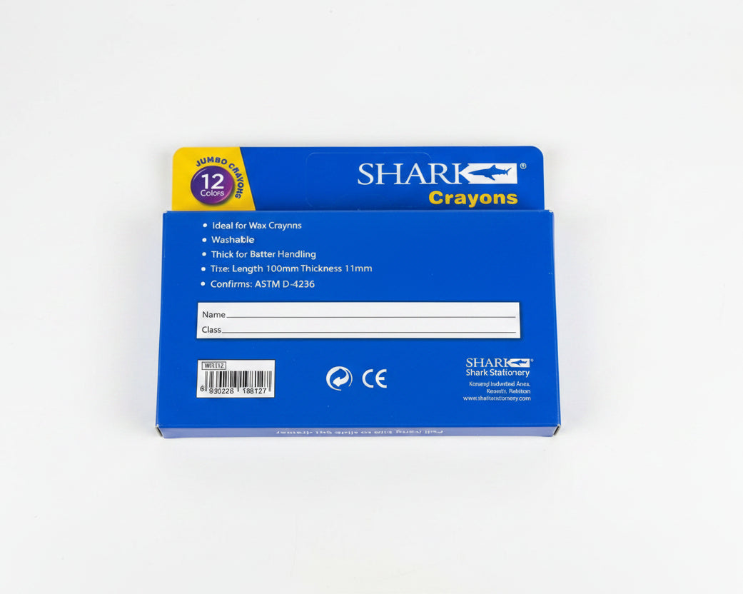 SHARK JUMBO CRAYONS 12 COLORS