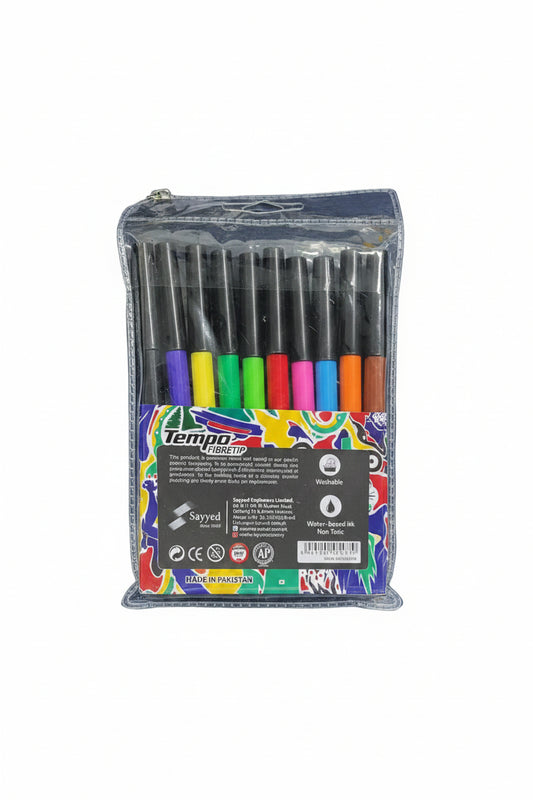 TEMPO FIBERTIP COLOURING MARKERS 10 COLORS