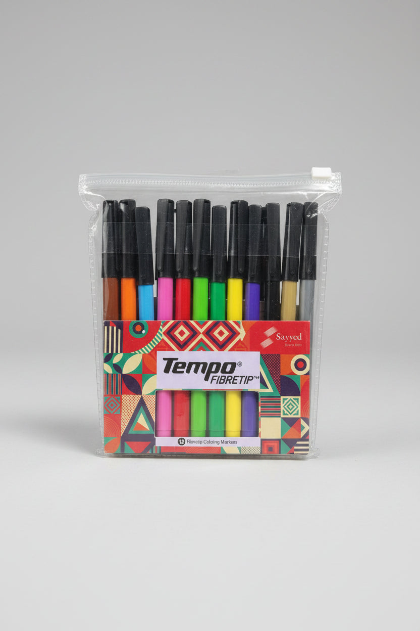 TEMPO FIBERTIP 12 COLOURING MARKERS
