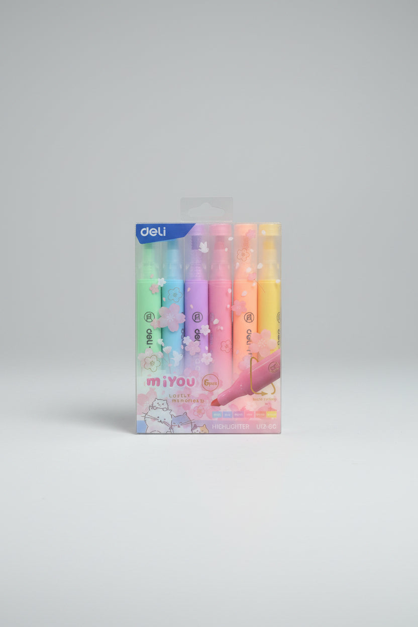 DELI MIYOU  HIGHLIGHTER SET 6 PASTEL COLORS