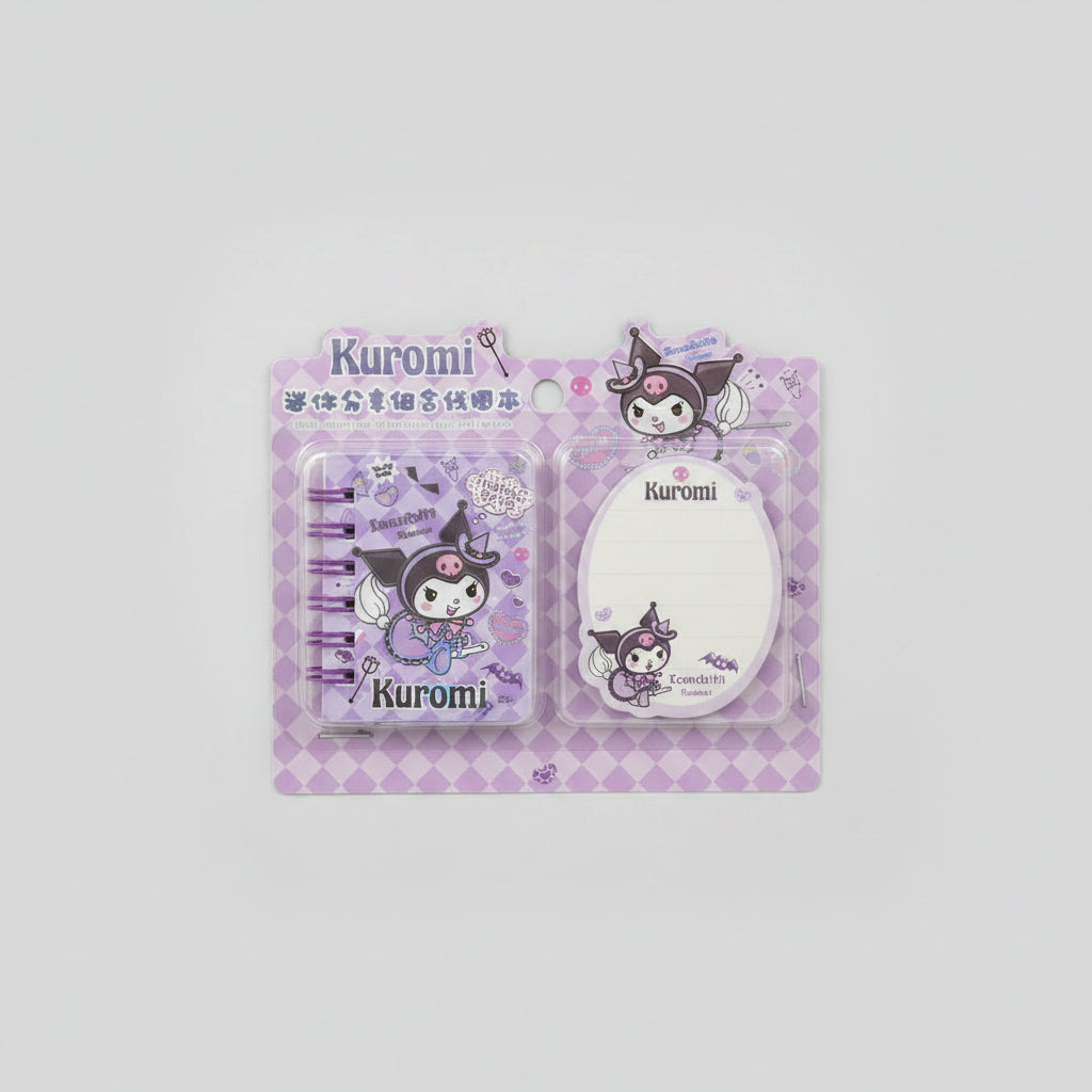 KUROMI MINI CREATIVE COMBINATION SET SPIRAL NOTE BOOK  STICYNOTES