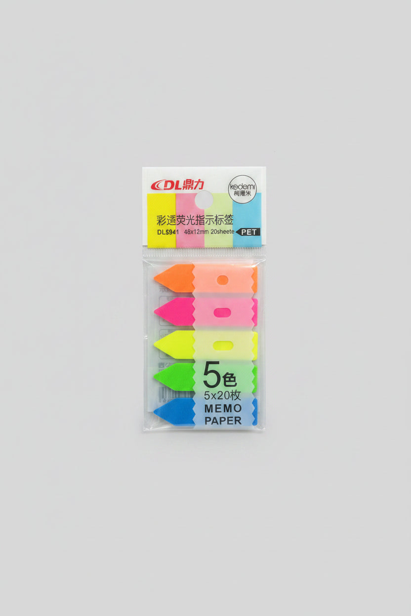 DL ARROW INDEX TABS 5 NEON COLORS 100 FLAGS