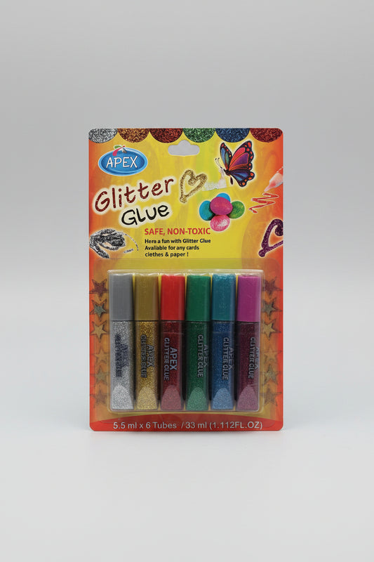 APEX GLITTER GLUE SET 6 GLITTER GLUE TUBES