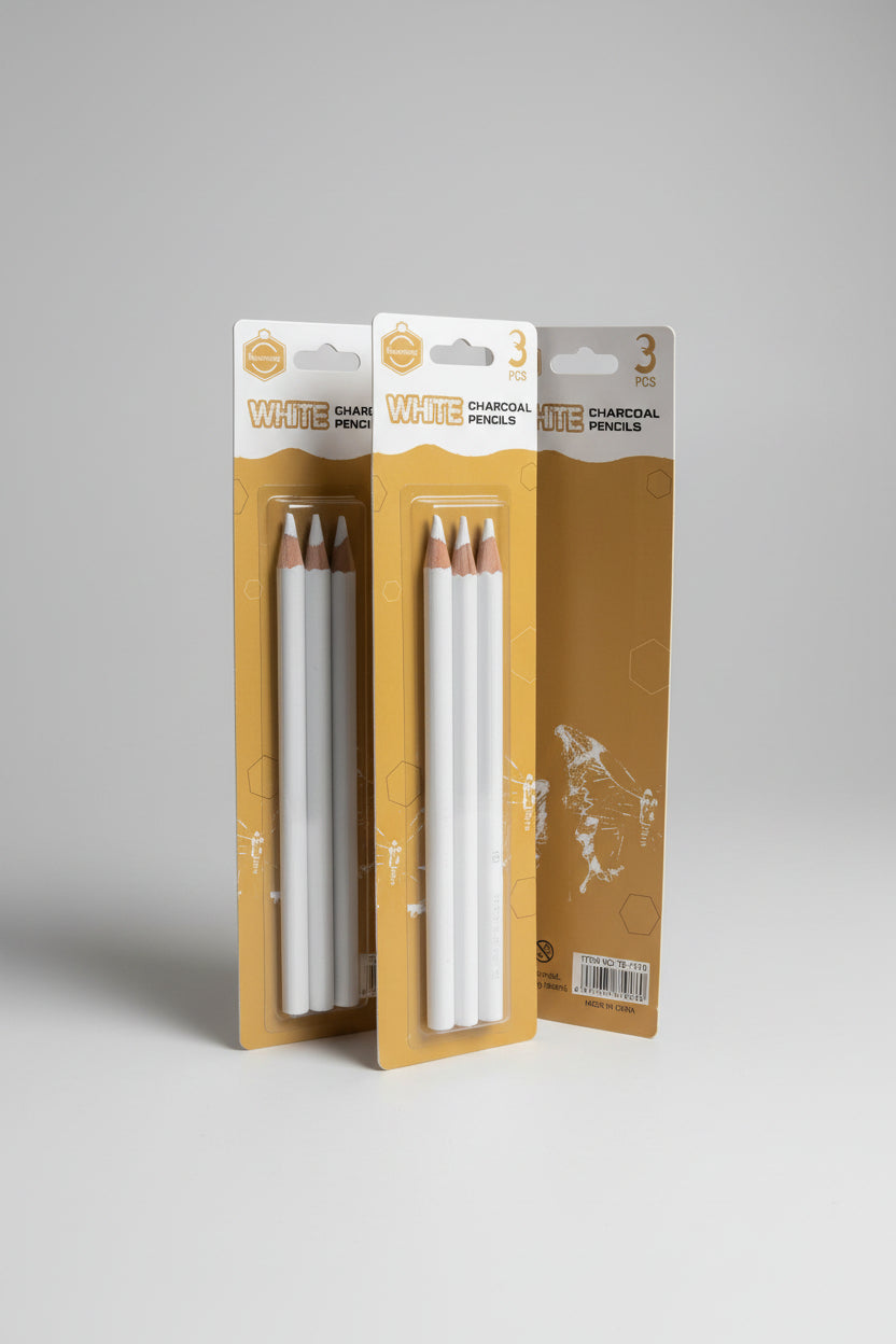 KEEP SMILING WHITE CHARCOAL PENCILS 3 PCS