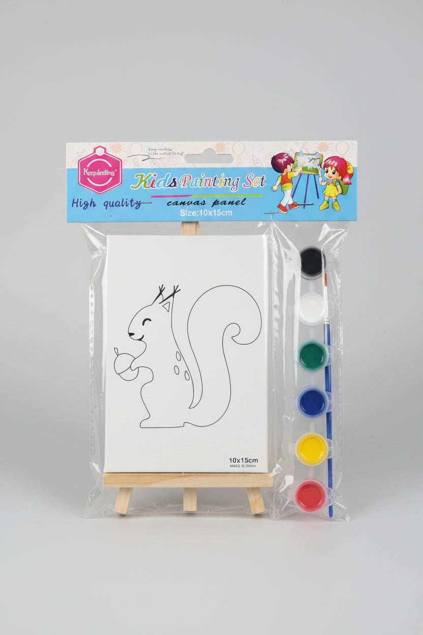 KIDS PAINTING SET WITH EASEL MINI CANVAS