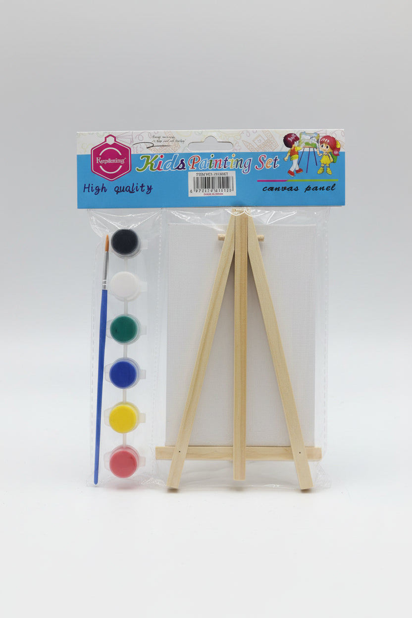 KIDS PAINTING SET WITH EASEL MINI CANVAS