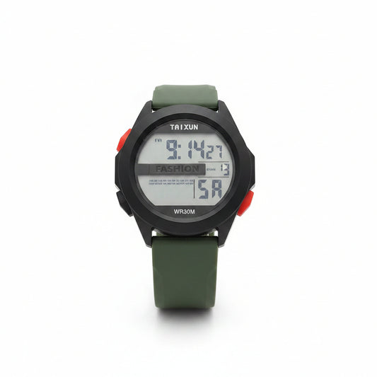 TAIXUN Digital Sports Watch WR30M – Military Green Strap