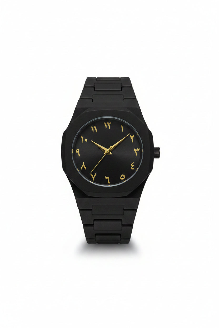 BLACK AURA ARABIC NUMERAL WRISTWATCH