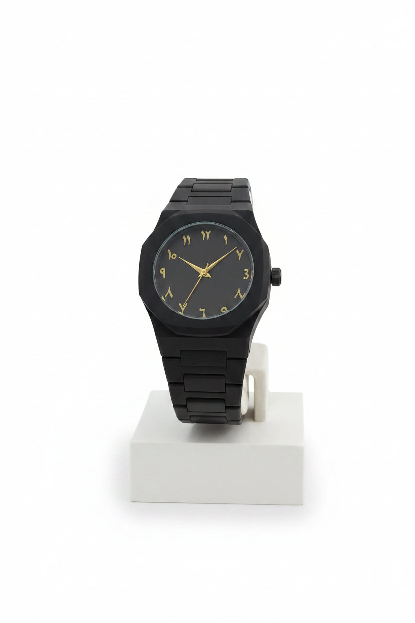 BLACK AURA ARABIC NUMERAL WRISTWATCH
