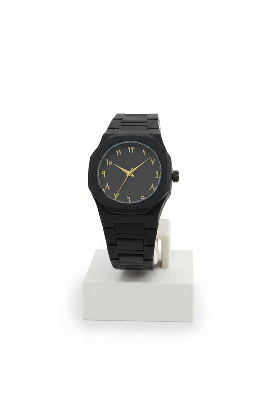 BLACK AURA ARABIC NUMERAL WRISTWATCH