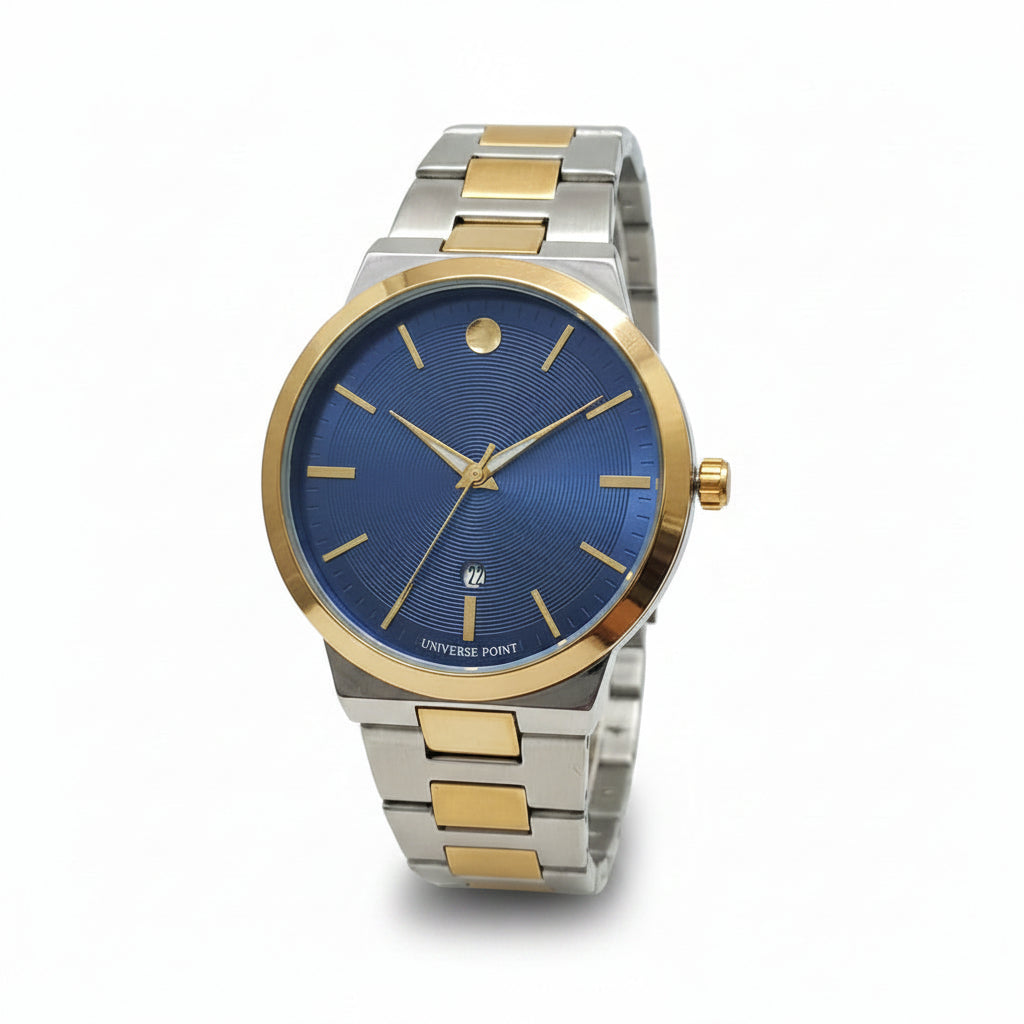Universe Point Luxury Two-Tone Blue Dial Dress Watch
