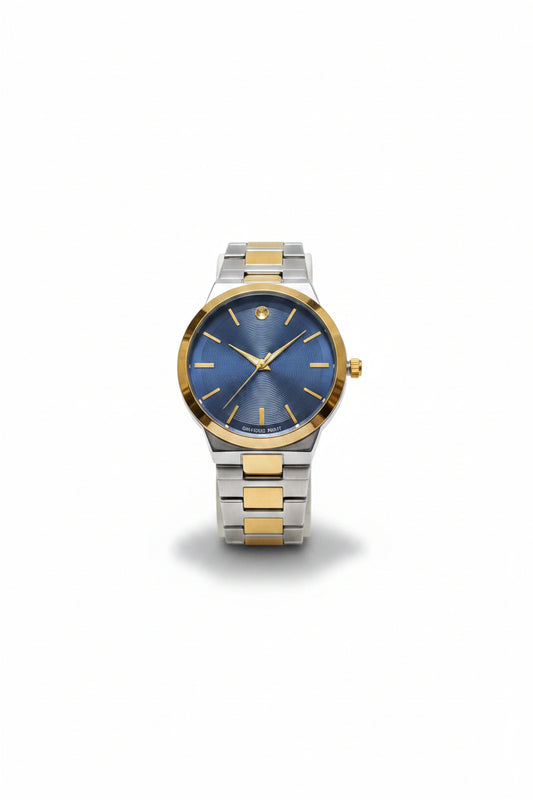 Universe Point Luxury Two-Tone Blue Dial Dress Watch
