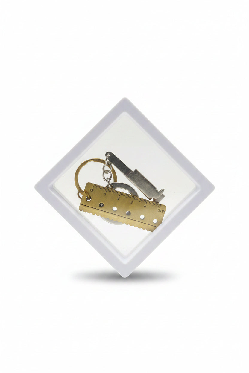 Vintage-Style Mini Vernier Caliper Novelty Keyring Set