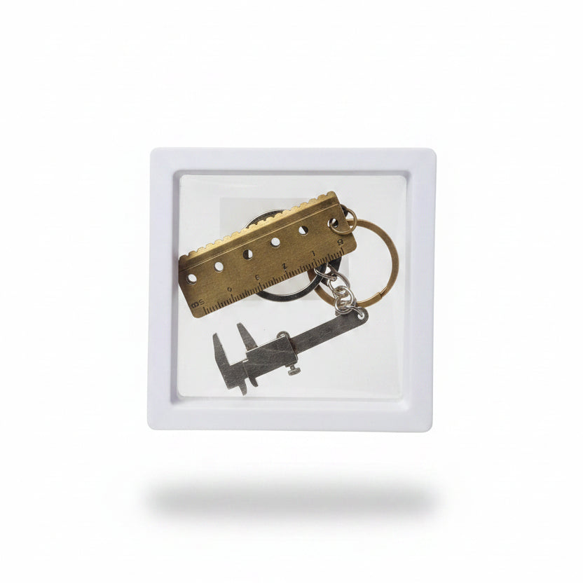 Vintage-Style Mini Vernier Caliper Novelty Keyring Set