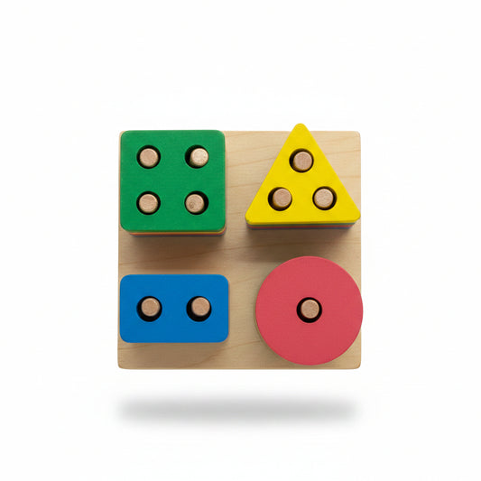 4-In-1 Wooden Geometric Shape Sorter &amp; Stacking Puzzle