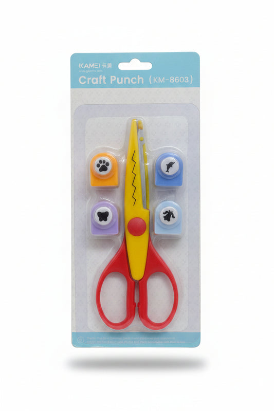 KAMEI 5-Piece All-in-One Craft Punch &amp; Decorative Edging Scissor Set
