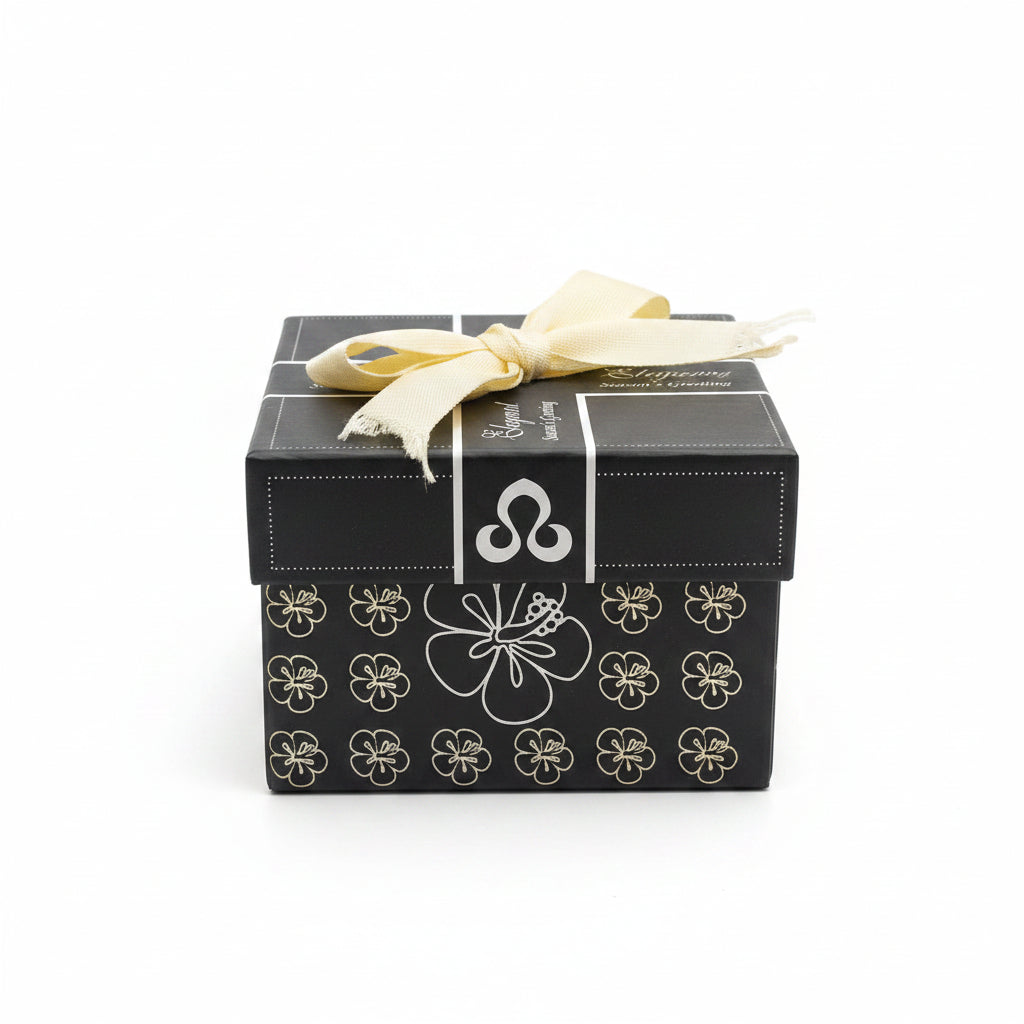 🎁 Elegant "Season's Greeting" Floral Gift Presentation Box with Ribbon
