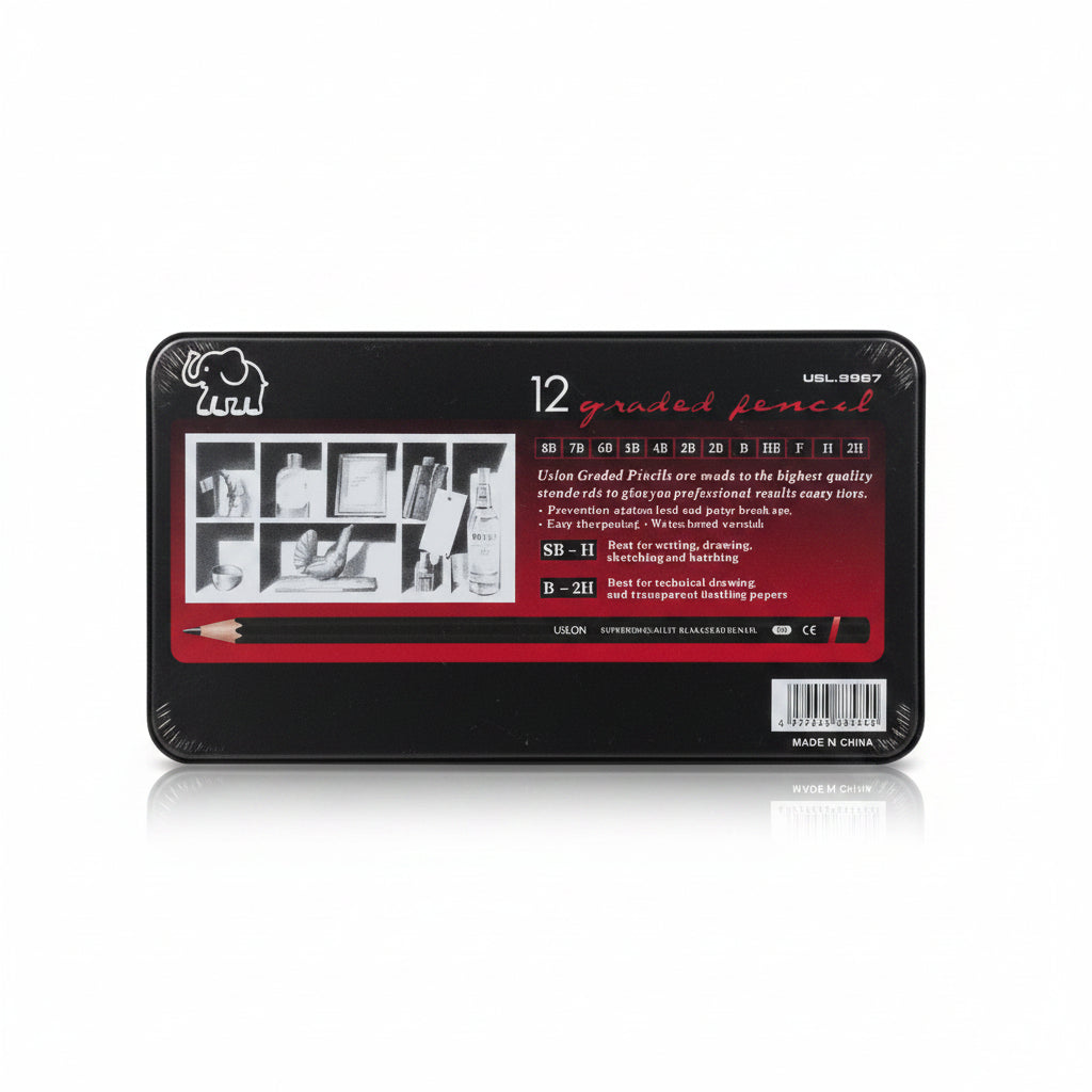 12-Piece Professional Graded Graphite Pencil Set (8B–2H)