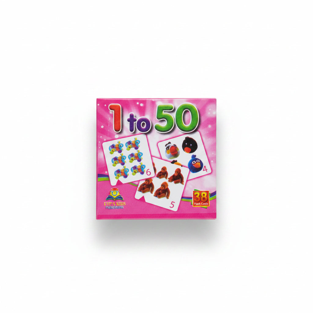 1 to 50 Number Flash Cards for Kids