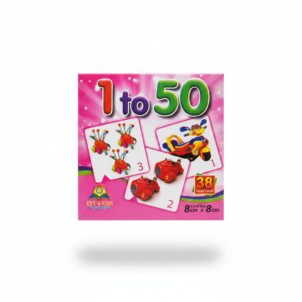1 to 50 Number Flash Cards for Kids